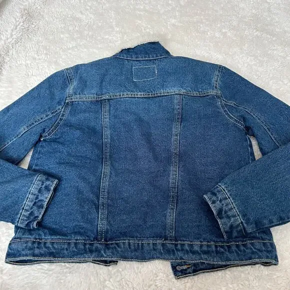 Levi's Kids Faux Sherpa Lined Denim Jacket Sz L 12 Cotton Casual Preppy School - Picture 2 of 5